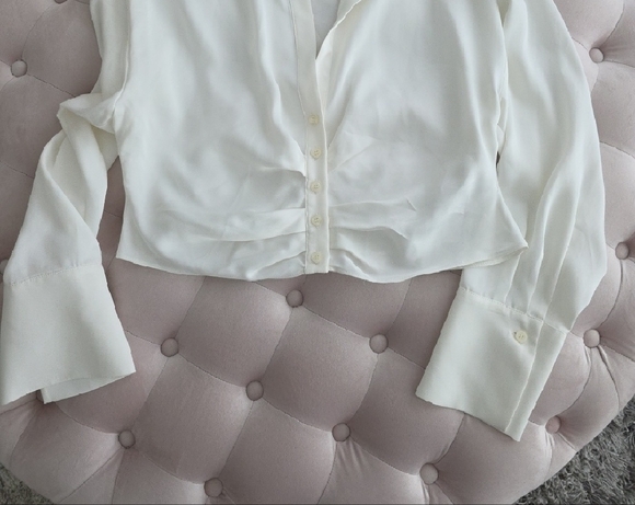 Zara Cream Button Down Shirt - Picture 2 of 8
